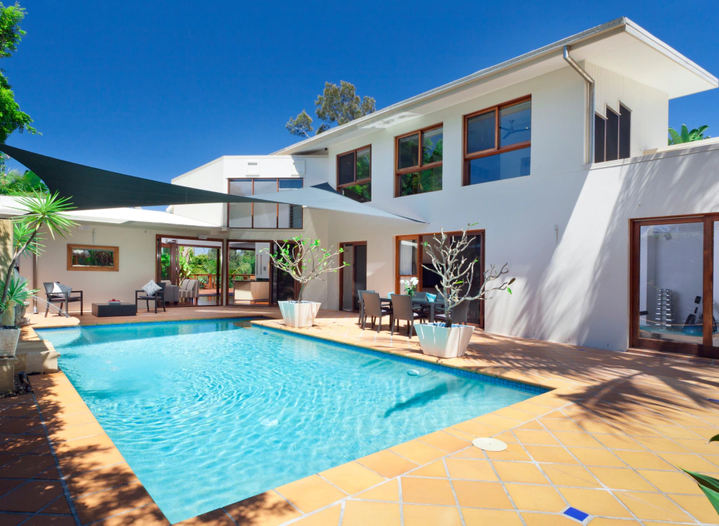 newly installed pool in a residential house